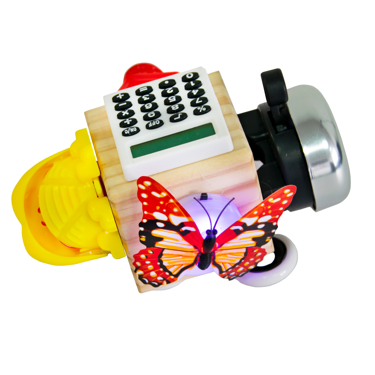 Бизикуб деревянный Busy Cube Montessori Toys "Бабочка с калькулятором" бизиборд для детей, busyboard (GK) - фото 2 - id-p1614178945