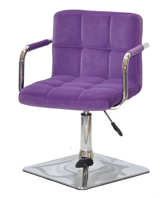 Крісло Arno-Arm 4-CH-Base пурпуровий 1013 велюр, з підлокітниками на хромованій основі з регулюванням, фото 1
