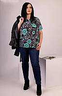 Женская комфортная футболка, трикотажная блузка р.XL, см.замеры в описании товара