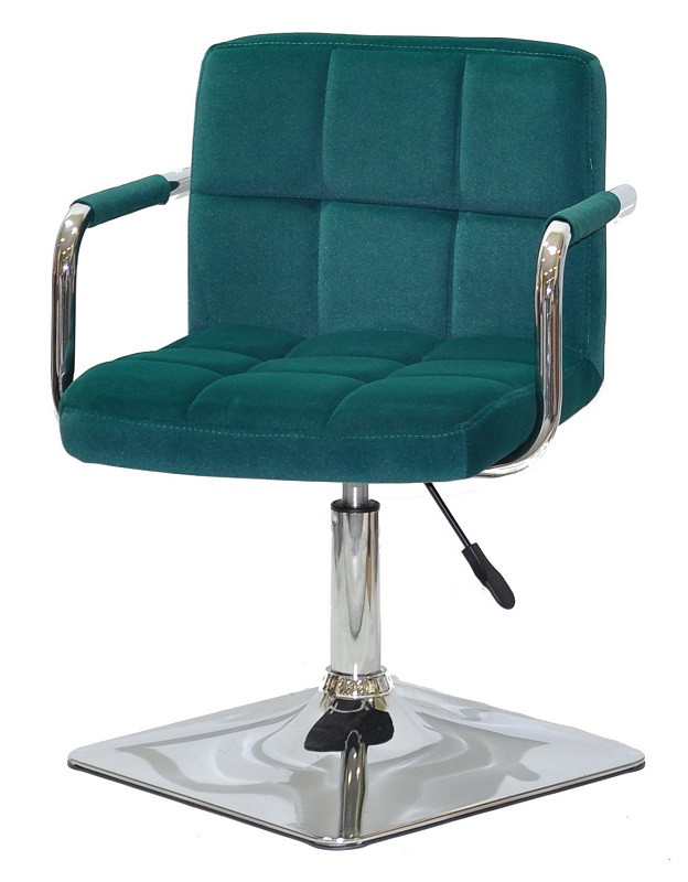 Крісло Arno-Arm 4-CH-Base зелений 1003 велюр, з підлокітниками на хромованій основі з регулюванням, фото 1