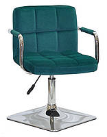 Крісло Arno-Arm 4-CH-Base зелений 1003 велюр, з підлокітниками на хромованій основі з регулюванням, фото 2