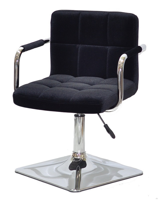 Крісло Arno-Arm 4-CH-Base чорний 1011 велюр, з підлокітниками на хромованій основі з регулюванням, фото 1