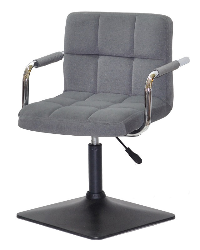 Крісло Arno-Arm 4-BK-Base сірий 1004 велюр, з підлокітниками на чорній основі з регулюванням висоти, фото 1
