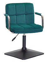 Крісло Arno-Arm 4-BK-Base зелений 1003 велюр, з підлокітниками на чорній основі з регулюванням висоти, фото 2