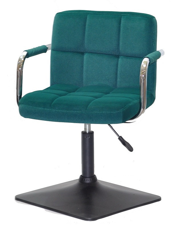Крісло Arno-Arm 4-BK-Base зелений 1003 велюр, з підлокітниками на чорній основі з регулюванням висоти, фото 1