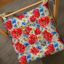 Подушка на стілець із зав'язками Украинские цветы 40x40x4 см (PZ_22U010)