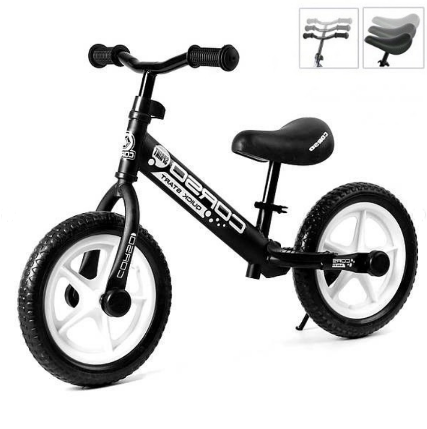 Велобіг Corso 05413 Чорний дитячий велобіг 12 дюймів, колеса EVA, сталева рама, фото 1