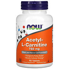 Ацетил L-карнітин NOW Foods "Acetyl L-Carnitine" 750 мг (90 таблеток)