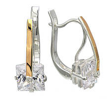 Срібні сережки Солодкий полон із золотими вставками та Фіанітами DARIY 053с-01