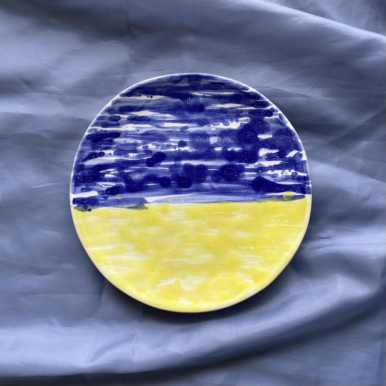 Тарелка флаг сине-желтая M.CERAMICS керамическая плоская - фото 5 - id-p993738683