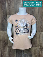 Подростковая трикотажная футболка для девочки "велосипед" размер 9-12 лет/ 4 шт. ЦВЕТ УТОЧНЯЙТЕ ПРИ ЗАКАЗЕ