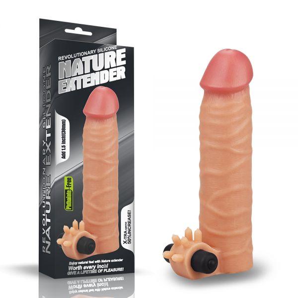 Насадка з вібрацією Add 1.5" Vibrating Silicone Extender, Flesh