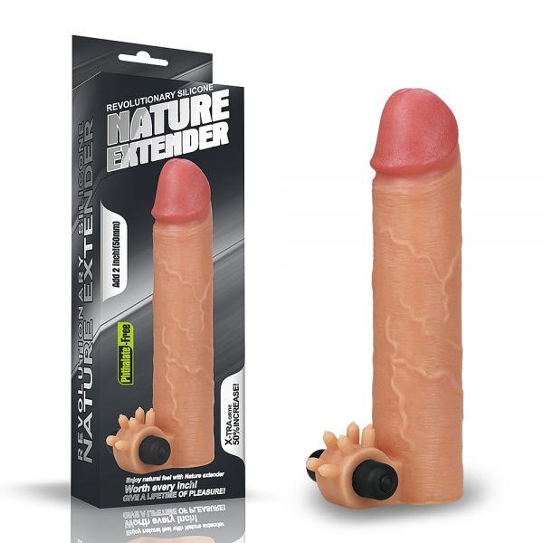 Насадка реалістик з вібрацією Add 2" Vibrating Silicone Extender, Flesh