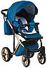 Коляска 2 в 1 Adamex Luciano Polar (Gold) Y826 синій (шкіра) - синій, фото 4