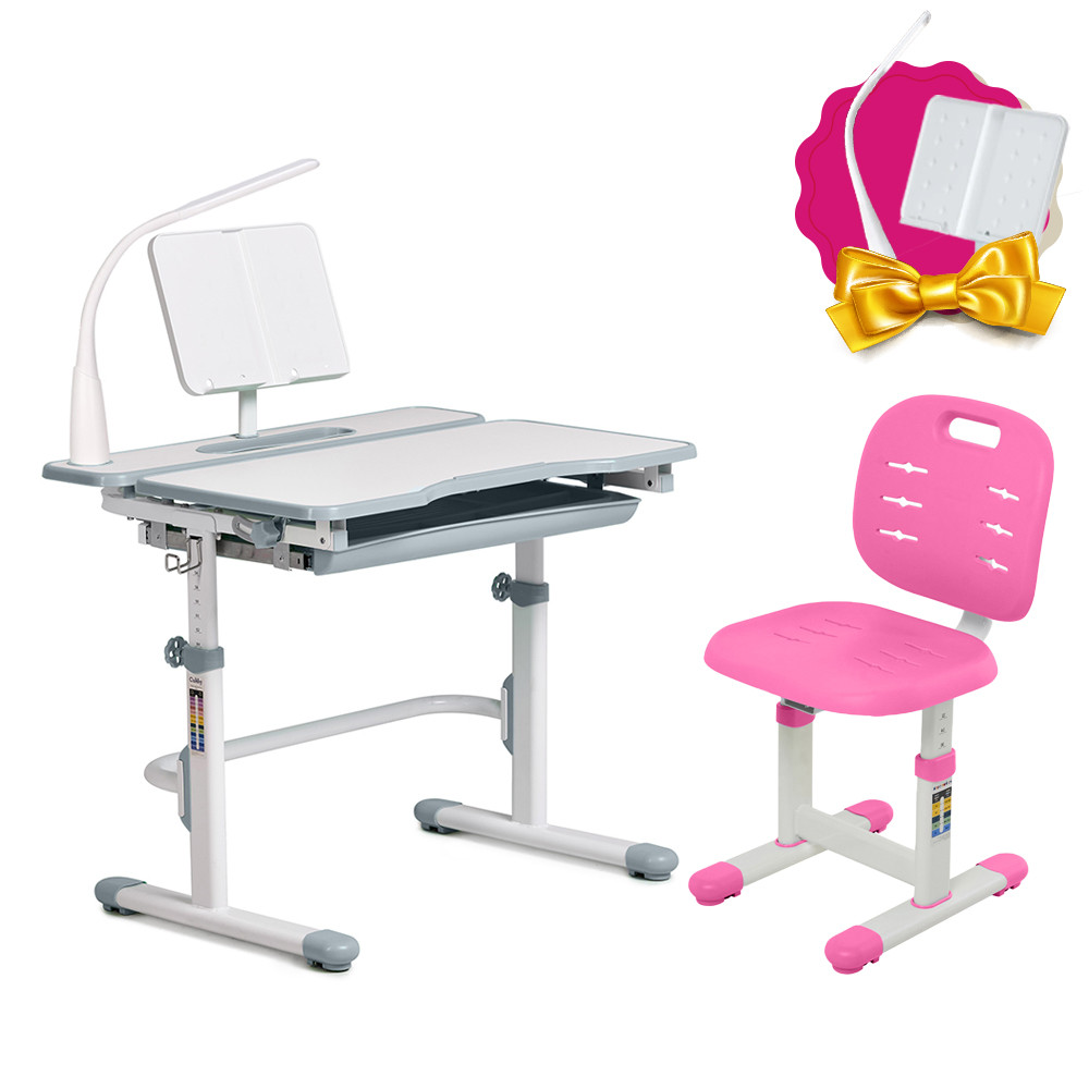 Комплект парта Cubby Fressia Grey + Дитячий стілець FunDesk SST2-s Pink