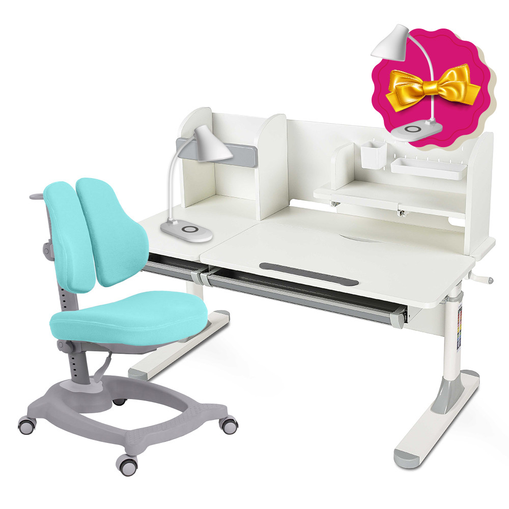 Комплект парта для школярів Cubby Iris Grey + ергономічне крісло FunDesk Diverso Green