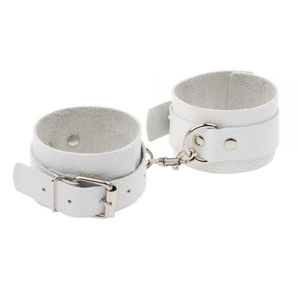 Шкіряні наручники для секс ігор Leather Standart Hand Cuffs, White