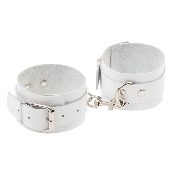 Шкіряні наручники для секс ігор Leather Standart Leg Cuffs, White