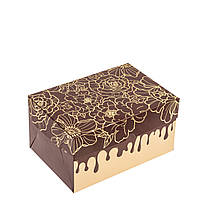 Коробка для капкейків без вікна 160х110х85 (на 2 шт), "Шоколадні квіти"