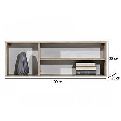 Підвісна полиця для книг у вітальню Сокме Айго 1100 109х38х25 см бук пісочний