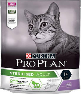 Сухий корм для стерилізованих кішок і котів Purina Pro Plan Sterilised Adult 1+ Cat Turkey з індичкою 400 г