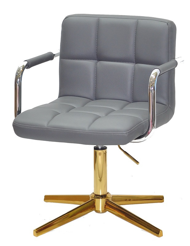 Крісло Arno-Arm GD-Modern Base сірий 1001 шкірозамінники на золотій хрестовині з регулюванням висоти, фото 1