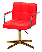 Кресло Arno-Arm GD-Modern Base красный 1007 кожзам, с подлокотниками на золотой крестовине с регулировкой
