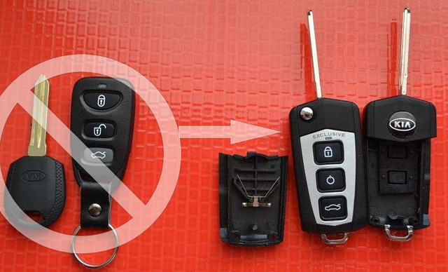 Ключ Kia викидний для переділки 3 кнопки З місцем під батарейку, лезо KIA14R вигляд Exclusive