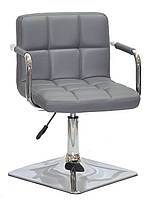 Крісло Arno-Arm 4-CH-Base сірий 1001 шкірозамінників, з підлокітниками на хромованій основі з регулюванням висоти, фото 2