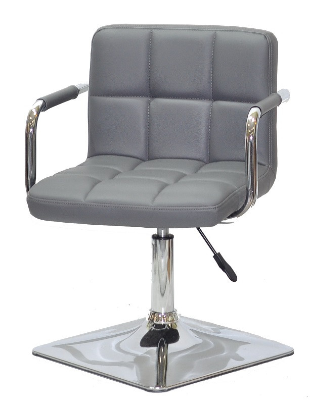 Крісло Arno-Arm 4-CH-Base сірий 1001 шкірозамінників, з підлокітниками на хромованій основі з регулюванням висоти, фото 1