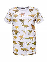 Біла дитяча футболка на хлопчика Динозаври на ріст 122 см
