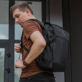Ролтоп рюкзак чорний з відділенням для ноутбука міський FITCH стильний молодіжний