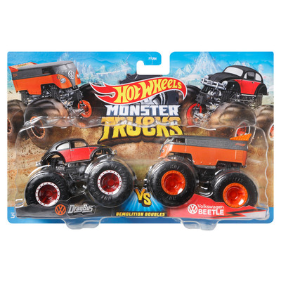Набір машинок Hot Wheels Monster trucks DragBus and VW Beetle 1:64 (FYJ64/HDG14)