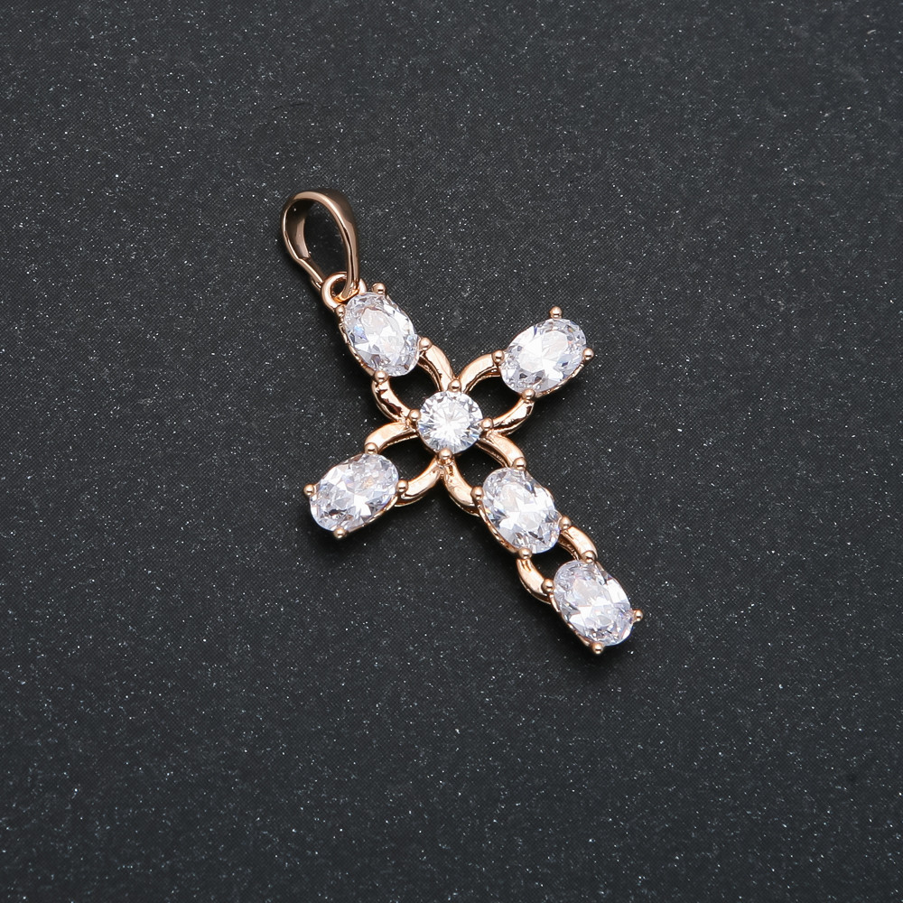 Кулон Xuping Позолоота 18К хрест з білими кристалами d-35x20мм+-