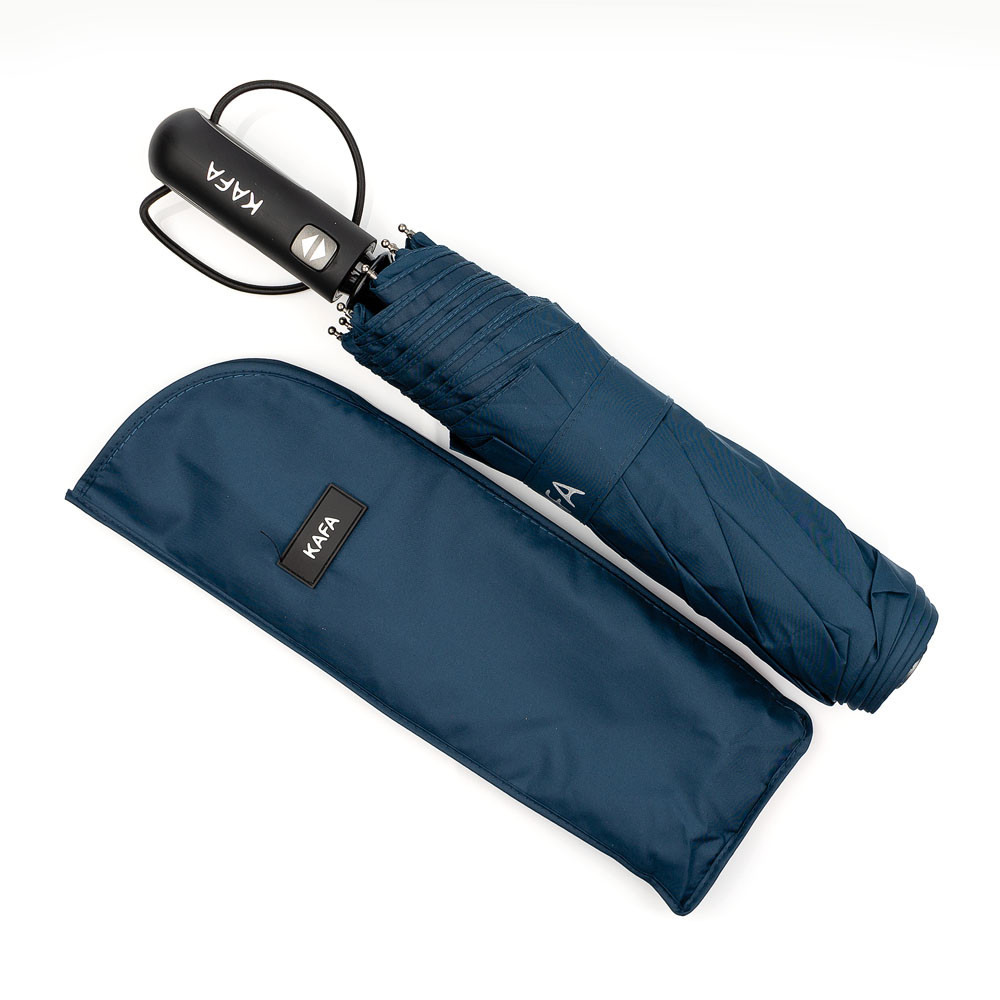 Парасолька чоловіча KAFA з великим куполом 122 см, автомат, антивітер, темно-синя