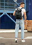 Шкіряний рюкзак роллтоп чорний чоловічий міський MILTON з відділенням для ноутбука, фото 3