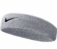 Повязка на голову Nike Swoosh Headband для фитнеса и спорта хлопок-полиэстер-нейлон (NNN07101OS) Серый