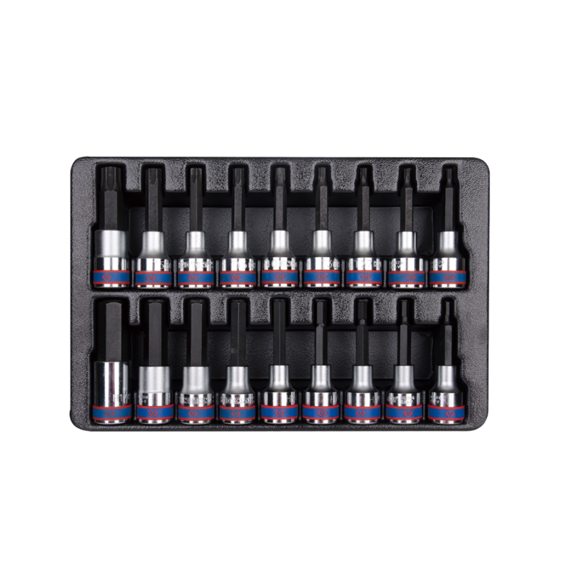 Набір торцевих головок 1/2" HEX TORX 18 предметів (Т20-Т60/H4-17 мм) King Tony 9-4138PR (Тайвань)