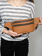 Шкіряна сумка бананка жіноча коричнева стильна з натуральної шкіри