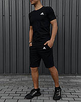 Мужской Летний Комплект Adidas в Черном Цвете | Футболка и Шорты Адидас ( Черный )