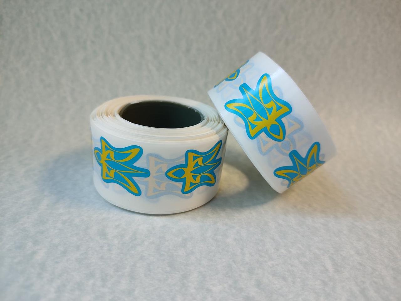 Наклейка Герб України, поліпропілен, рулон 500 етикеток., фото 1