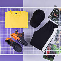 Комплект мужской Футболка + Шорты + Кепка + Кроссовки Peremoga лиловый-черный | Летний костюм ЛЮКС качества, фото 2