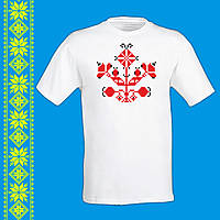 Футболка - вышиванка с принтом "Украинским орнамент (красный)" Push IT S, Белый