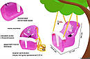 Підвісна гойдалка ТехноК 8102для дому та вулиці для дітей малюків , захисні ремені мотузки "Рожева", фото 3