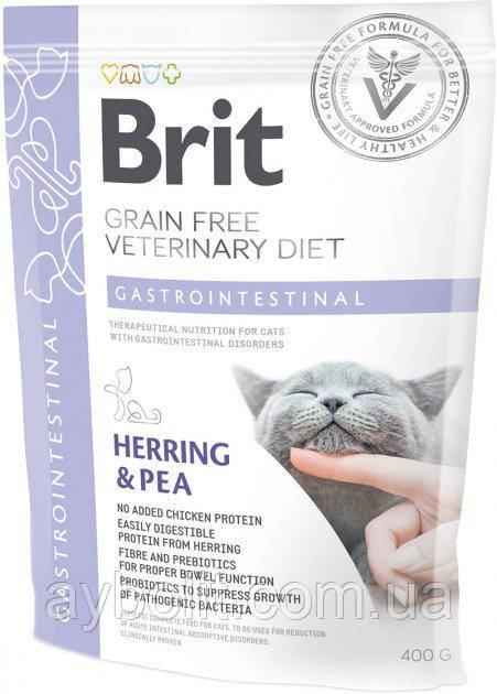 Сухий корм для будь-якого віку кішок Brit VetDiets при гострому і хронічному гастроентериті c оселедець лосось яйця і горох 0.4 кг