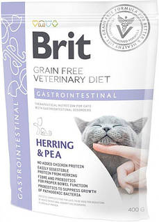 Сухий корм для будь-якого віку кішок Brit VetDiets при гострому і хронічному гастроентериті c оселедець лосось яйця і горох 0.4 кг