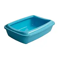 Туалет под наполнитель AnimAll для кошек, с лопаткой, голубой, 50×37×13.5 см