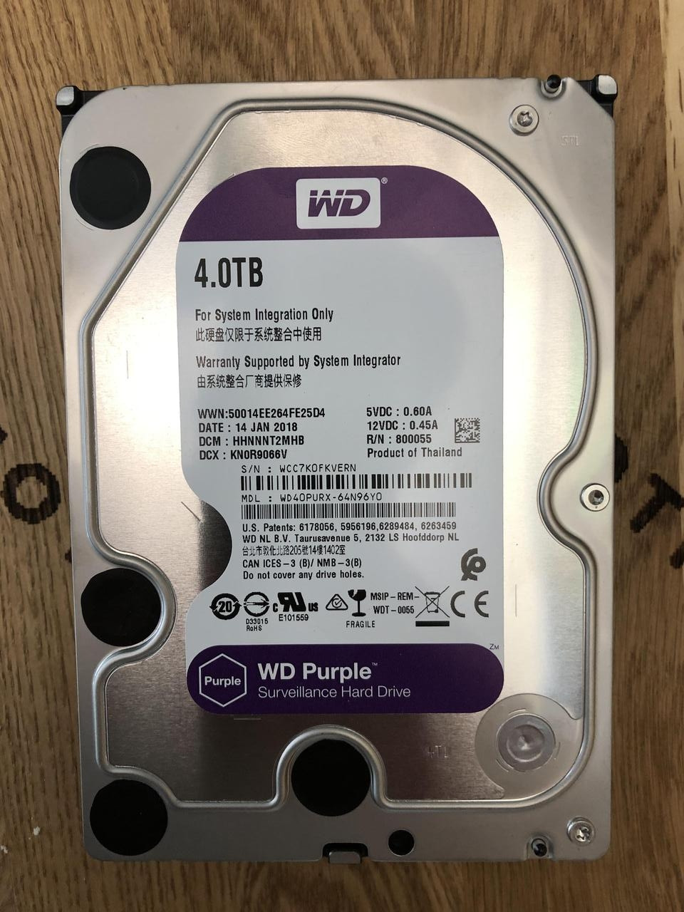 Жорсткий диск Western Digital Purple 4Tb WD40PURX 64MB 3.5 SATA III ...