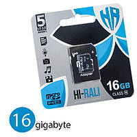 Карта памяти на телефон Hi-Rali 16 гб, micro SDHC карта памяти для видеорегистратора с адаптером Class 10 (GK)