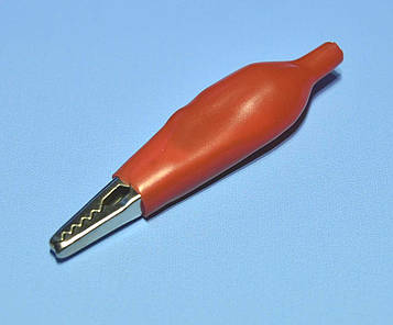 Зажим "крокодил" в гумці L=50мм червоний 9-0009